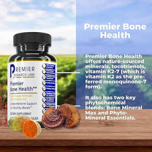 Premier Research Labs Premier Bone Health - Bone Health Vitamins, Bone Strength Supplement for Women & Men, Calcium Supplement with Vitamin K2, Healthy Bone Support - 90 Capsules