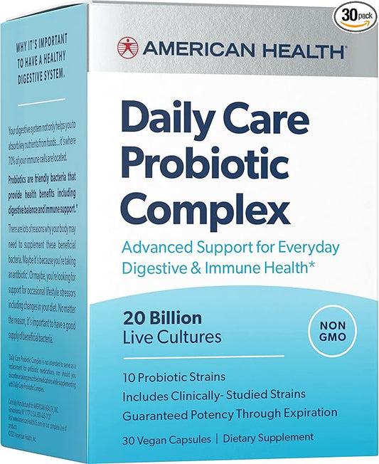 AMERICAN HEALTH Daily Care Probiotic Complex, 20 Billion 30 Capsules, 30 Total