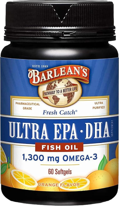 Barlean's Fish Oil Omega 3 Supplement, 1000mg Orange 60 Count