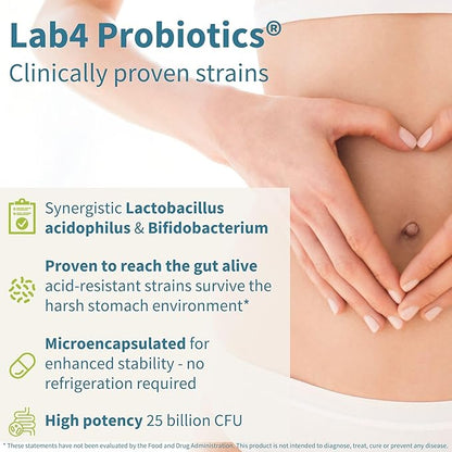 Live Cultures+ Lab4 Probiotics & Prebiotic, 25 Billion 6 x 30 Capsules,