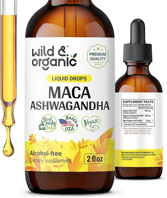 Maca Ashwagandha Drops Supplement 2 fl