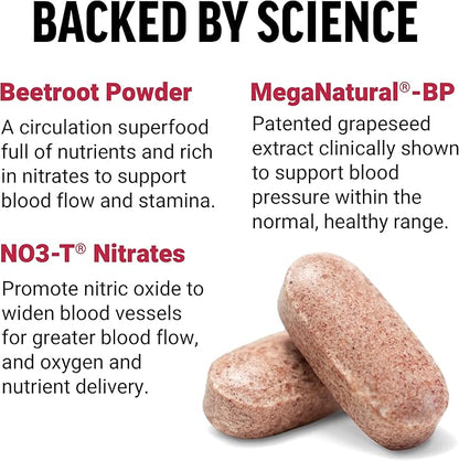 Force Factor Total Beets Blood Pressure Supplements, Nitric Oxide Supplement with Beet Root Powder, Nitrates, Grapeseed Extract for Circulation, Cardiovascular, Heart Health, 360 Tablets, 3 Pack