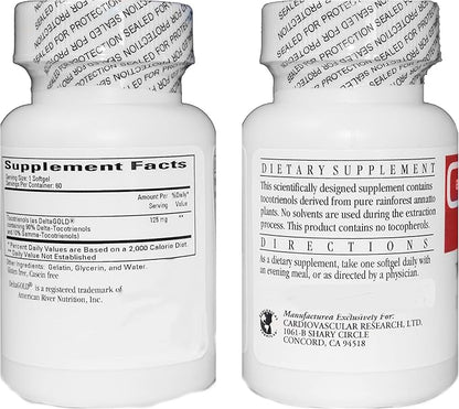 120 Softgels 125 mg Vitamin E 90% Delta 10% Gamma, 2 Bottles 60 Soft