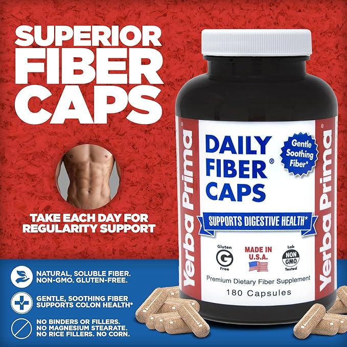 Yerba Prima Daily Fiber Capsules – 180 Caps 3) -