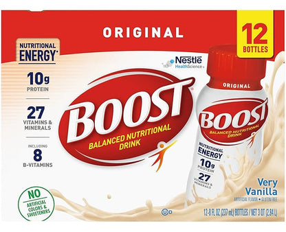 BOOST Original Balanced Nutritional Drink, Very Vanilla, 8 Ounce Bottle (Pack of 24)