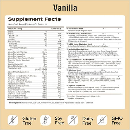 VitaHustle ONE - Superfood Meal Replacement Powder, Plant Based Protein Shake Powder, Vegan. 86 Superfoods, Vitamins, & Minerals, Ashwagandha, Adaptogens. Founded by Kevin Hart. (Vanilla 2-Pack)