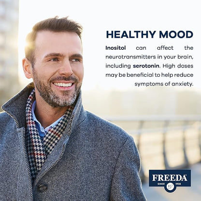FREEDA Inositol Powder from Myo-Inositol - Hormone Balance for Women - PCOS Supplements for Women - Vitamin B8 Conception, Fertility Support - Myoinositol for Mood Improvement in Men & Women -16 oz