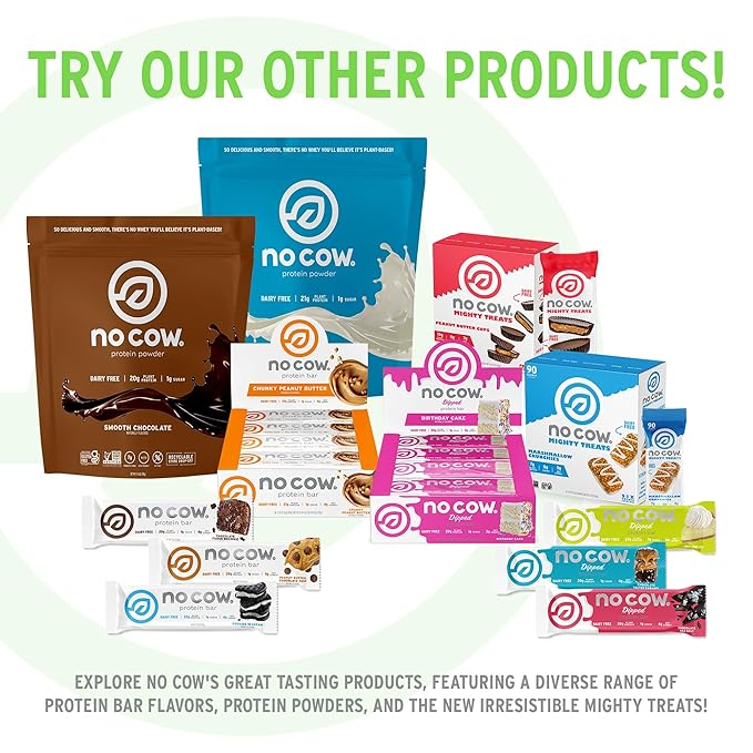No Cow High Protein Bars, Chocolate Fudge Brownie - Healthy Snacks, 20g Vegan Protein, High Fiber, Low Sugar, Keto Friendly, Dairy & Gluten Free (12 Count)