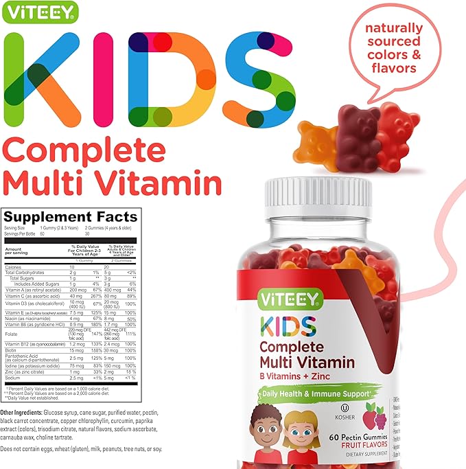 Kids Multivitamin Gummies, Complete Daily Essential 12 Essential
