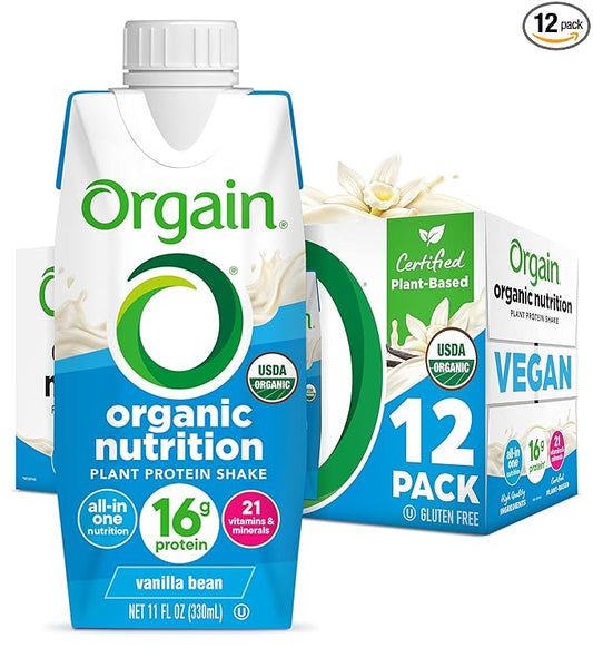 Orgain Organic Nutritional Vegan Protein Shake, 16g Plant 21 Vitamins 11 Fl 12)