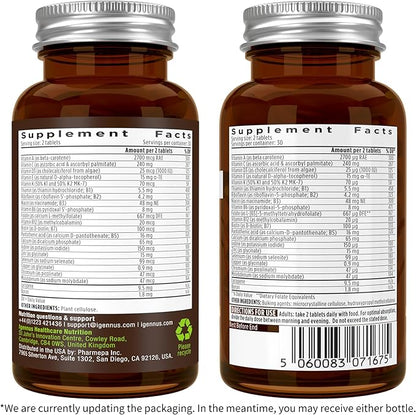 Igennus Methylated Men's Multivitamin, MTHFR Supplement with Active B-Vitamins, 21 Highly Bioavailable Nutrients, Multivitamin for Sustained Release, Clean Label, Non-GMO & Halal 60 Tablets