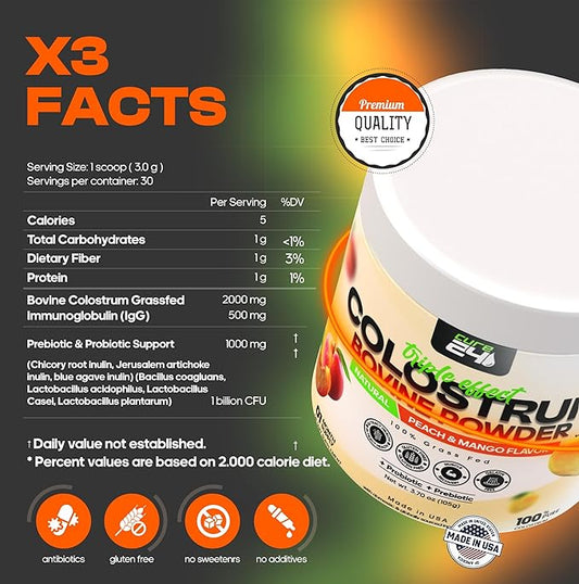 Bovine X3 Colostrum Supplement Powder 100% Pure