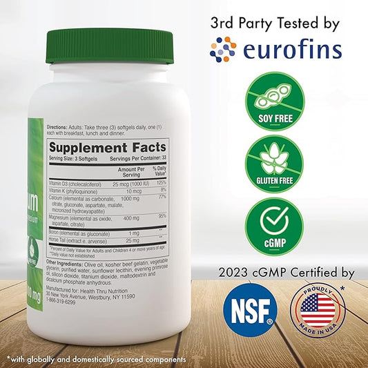 Liquid Calcium 1000mg, Magnesium 400mg, Vitamin D3 1,000iu 1,000iu and 6 Calcium 3rd Party 100)