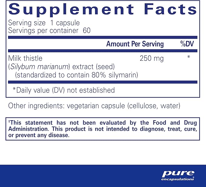 Pure Encapsulations Silymarin 250 mg 60 Capsules
