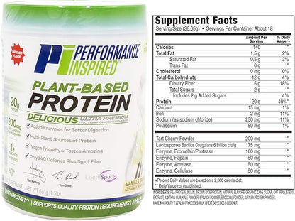 Performance Inspired Nutrition Plant-Based Protein Powder 20G - 1B Probiotics 1.5 Lb