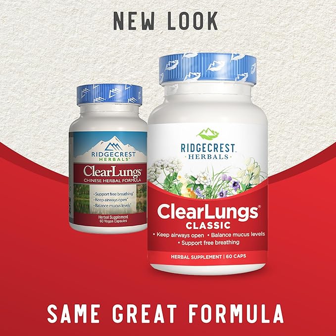 RidgeCrest Herbals ClearLungs Classic, Natural Lung (60 Caps, 30 Serv)