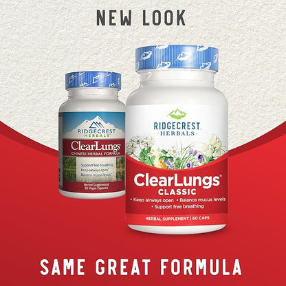 RidgeCrest Herbals ClearLungs Classic, Natural Lung (60 Caps, 30 Serv)