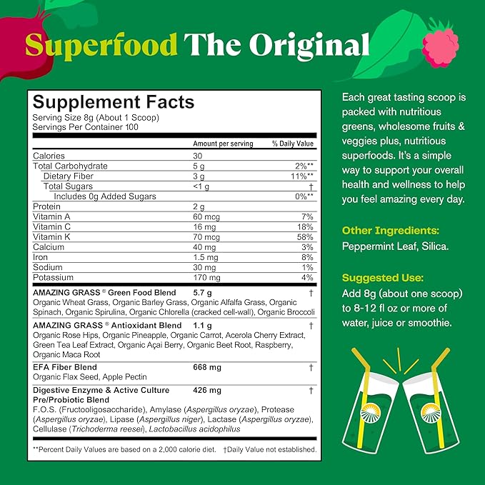 Amazing Grass Greens Superfood Powder: Greens 100 Servings