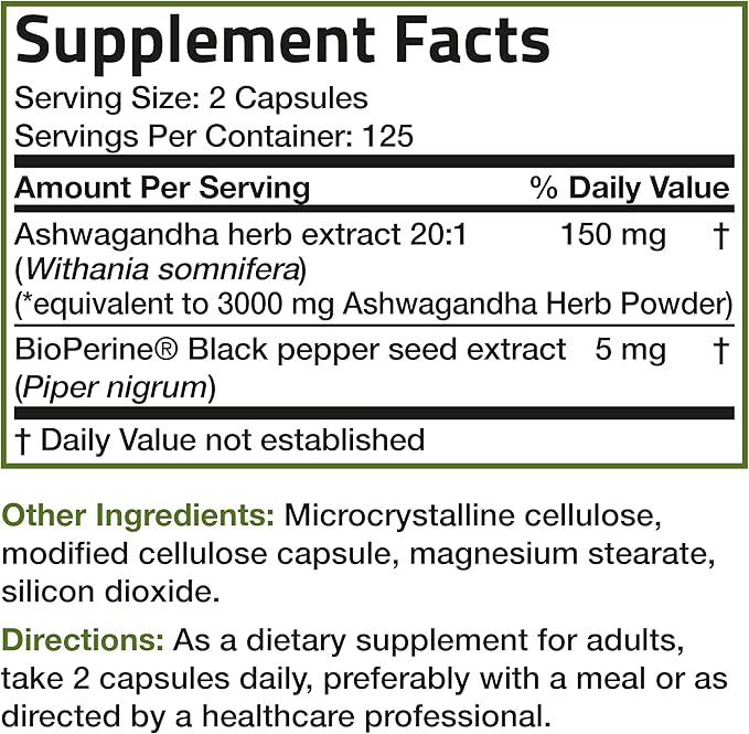 Bronson Ashwagandha Extra Strength Stress & 250 Vegetarian