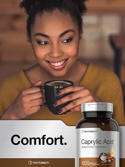 Horbaach Caprylic Acid 1320mg Supplement | 150 Softgel Capsules | from MCT Oil | Non-GMO & Gluten Free