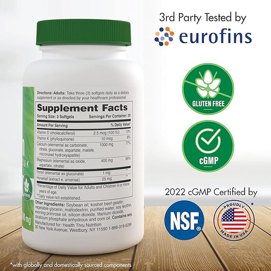 Health Thru Nutrition Calcium 1000mg and 400mg with D3 & (90 Softgels)