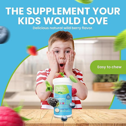 Probiotics for Kids + Prebiotics to Support Digestive Health - 6 Billion+ CFUs of Kids Prebiotic and Probiotic to Help Support Immunity & Digestion - Made in the USA, 30 Kids Probiotic Chewables