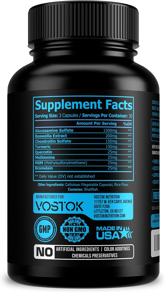 Glucosamine Chondroitin with Turmeric MSM Boswellia 90 Capsules