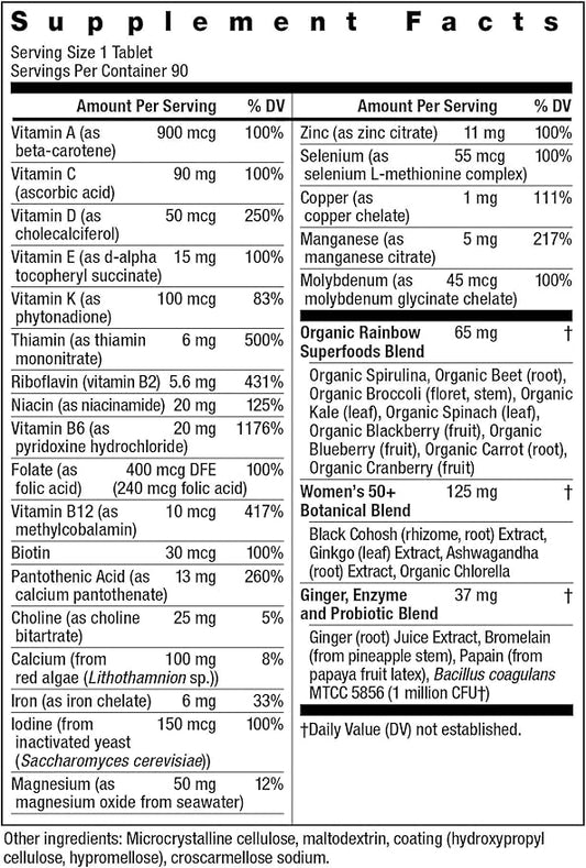 Rainbow Light Multivitamin for Women 50+, 50+ Multivitamin 90 Tablets