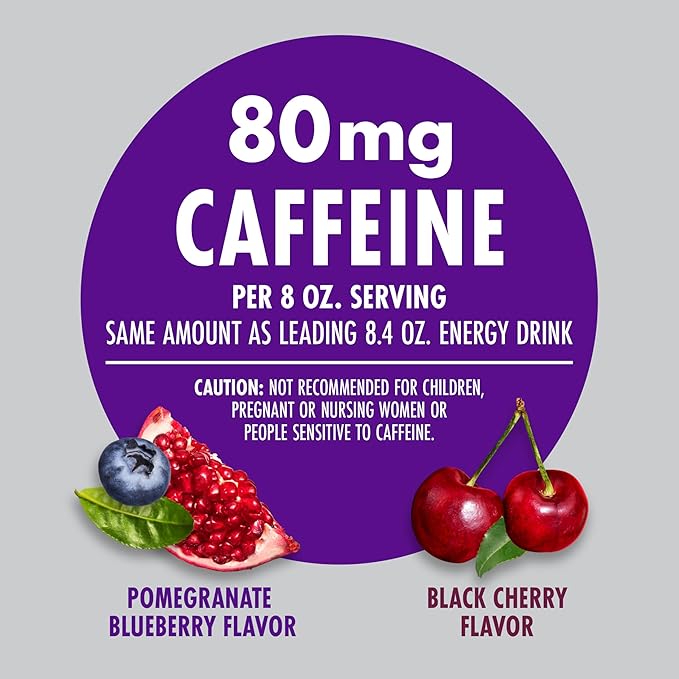 V8 +Energy Black Cherry and Pomegranate Blueberry Juice Energy Drinks, 8 fl oz Can (24 Pack)