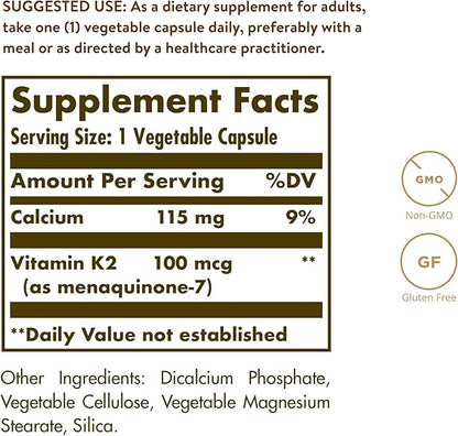 Solgar Vitamin K2 MK7 100mcg Vegetable 50 Count