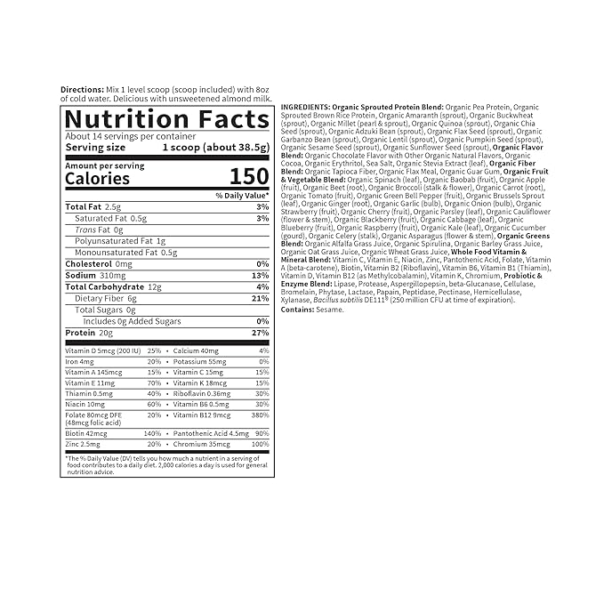 Garden of Life Vegan Protein Powder 14 Servings