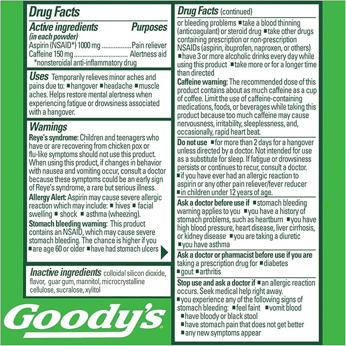 Goody's Hangover Powders, Fast Pain Relief & Boost of Alertness Berry Citrus, 4 ct (Pack of 1)