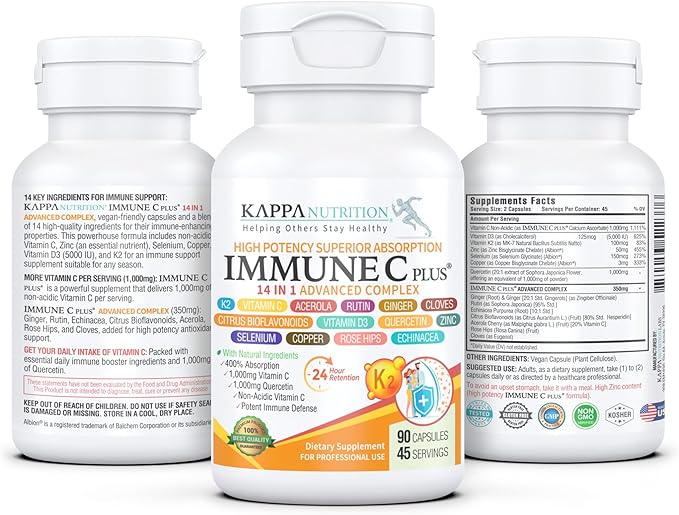 (90 Capsules), Quercetin 1,000mg, Vitamin C 1,000mg, Zinc 50mg, Vitamin D3 5,000iu, 5,000iu, Selenium, 14 in 1 Immune
