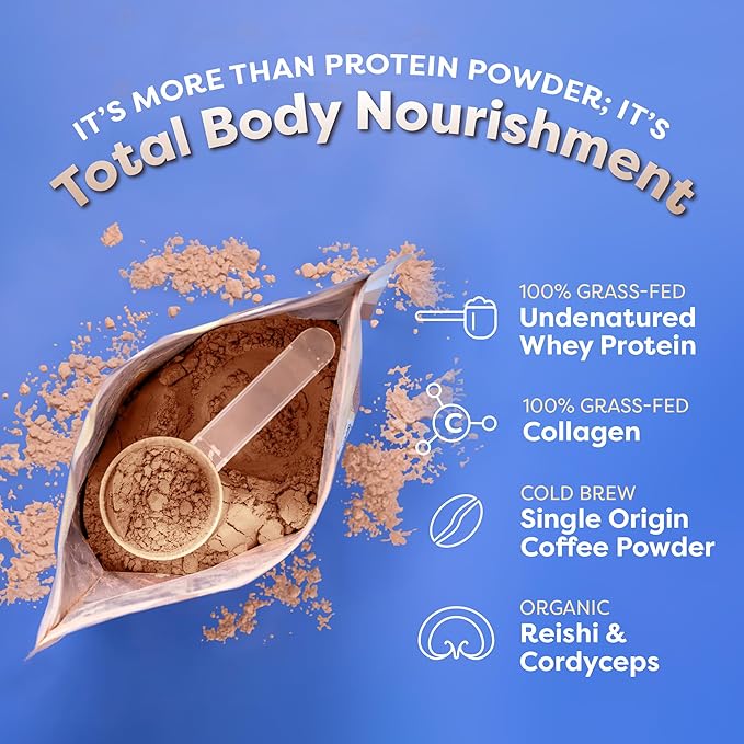 FlavCity Protein Powder Smoothie, Butter Coffee 100% Grass-Fed (25g of (33.02 oz)