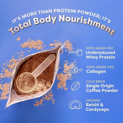 FlavCity Protein Powder Smoothie, Butter Coffee 100% Grass-Fed (25g of (33.02 oz)