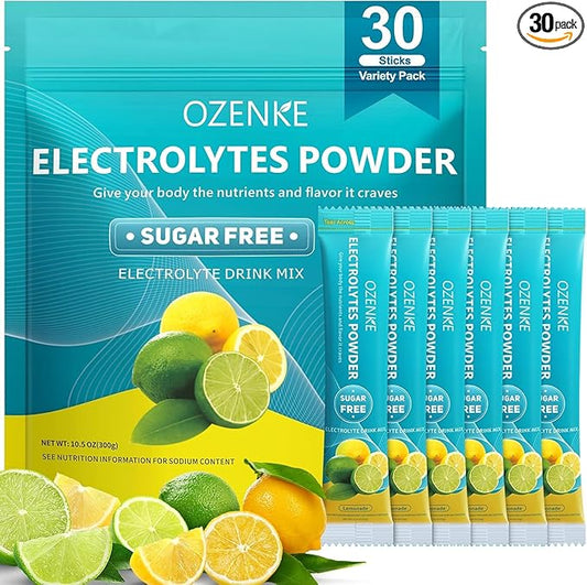 Electrolytes Powder Packets,30 Sticks Hydration Packets 0 Sugar 0 Calorie,