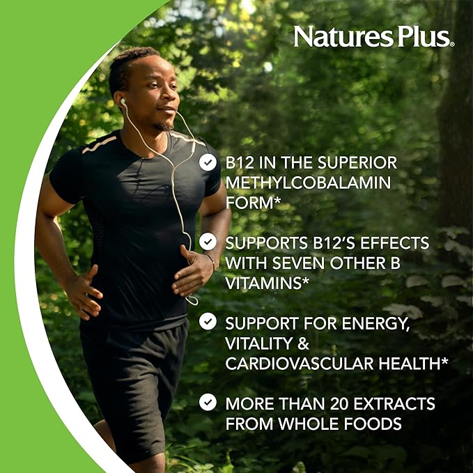 Natures Plus Source of Life Garden Vitamin B12 - Pack of 2, 60 Vegan Capsules - Vegetarian, Gluten Free, Certified Organic - 60 Total Servings