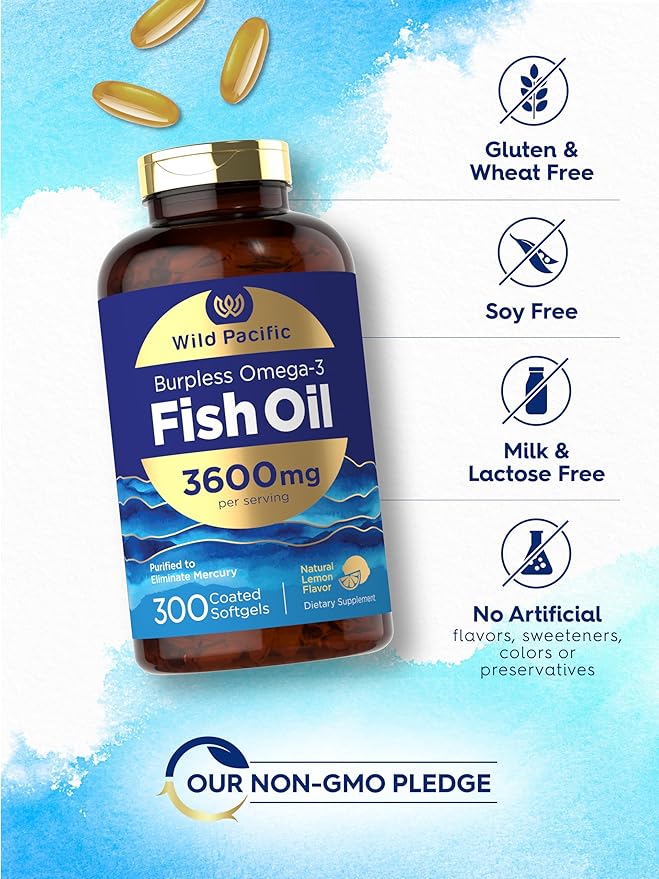 Carlyle Fish Oil Omega 3 Supplements 3600 mg 300 Softgels Omega-3 Fatty