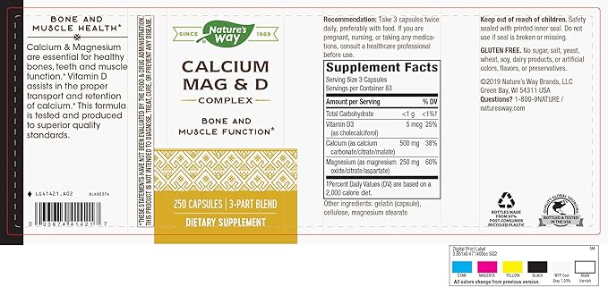 Nature’s Way Calcium-Magnesium-Vitamin D3 250 Capsules