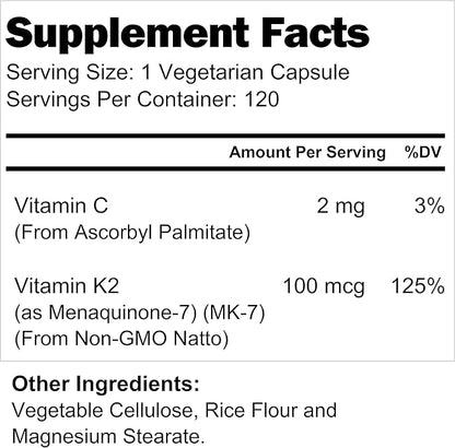 Vitamin K2 MK-7 100mcg – 120 4-Month Supply,