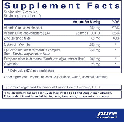 Pure Encapsulations PureDefense with NAC | Enhances First-Line Immune Defense and Upper Respiratory Health | 20 Capsules