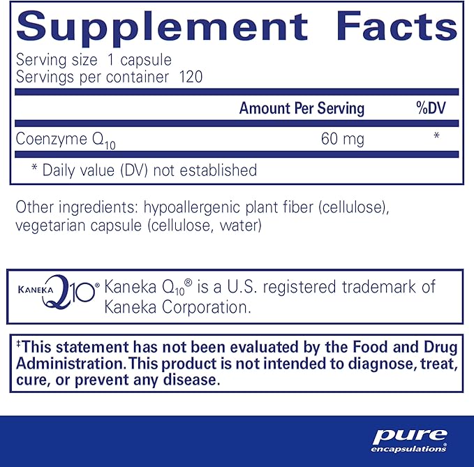 Pure Encapsulations CoQ10 60 mg Q10 Supplement 120 Capsules