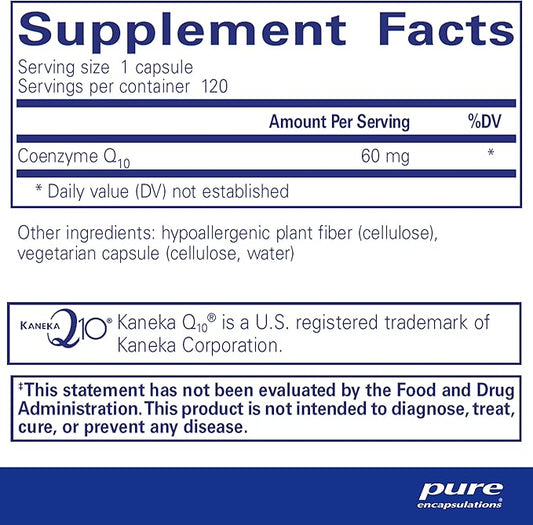 Pure Encapsulations CoQ10 60 mg Q10 Supplement 120 Capsules