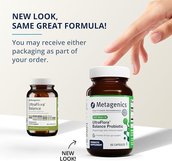 Metagenics UltraFlora Balance Probiotic - Daily Gut Health Supplement* - Offers Digestive & Immune System Support* - Vegetarian, Non-GMO & Gluten-Free - 60 Capsules