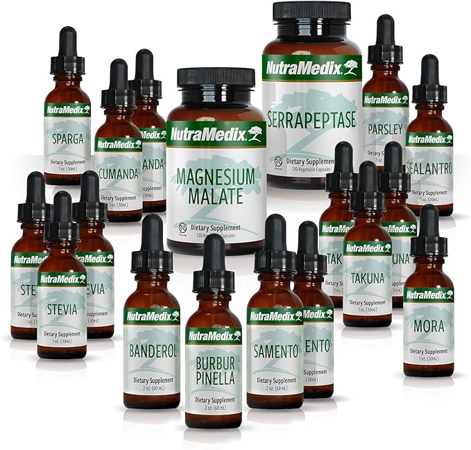 NutraMedix Cowden Support Program Month 3 - Bioavailable Herbal Detox Protocol Including Banderol, Burbur-Pinella, Serrapeptase, Samento Cat's Claw Tincture & More - Immune Support (18 Piece Set)