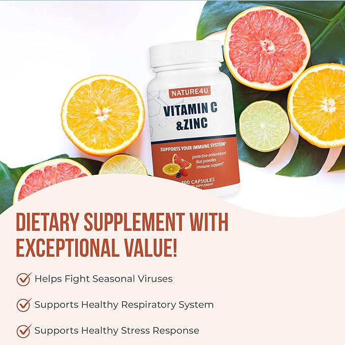 Vitamin C 1000mg with Zinc, Rose 300 Capsules