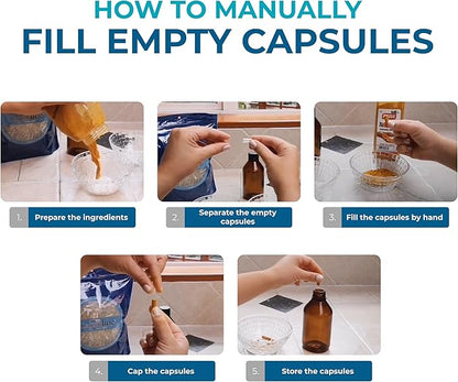Capsuline Size 000 Empty Gelatin Capsules, Clear - 1000 Count | Gluten Free, Kosher, Non-GMO Certified | Pure Bovine Pill Caps for DIY Supplement Filling