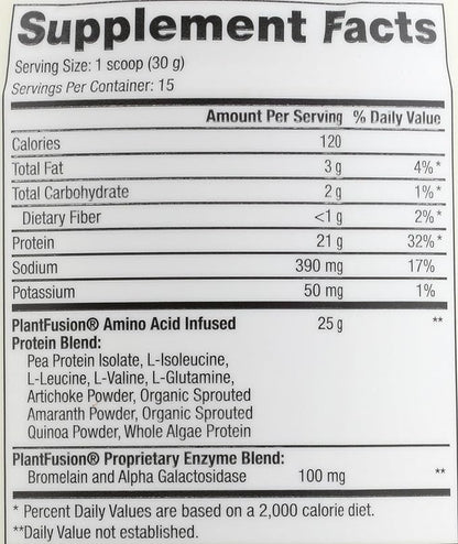 PlantFusion Complete Vegan Protein Powder - Plant Based Protein Powder With BCAAs, Digestive Enzymes and Pea Protein - Keto, Gluten Free, Soy Free, Non-Dairy, No Sugar, Non-GMO - Vanilla Bean 1 lb