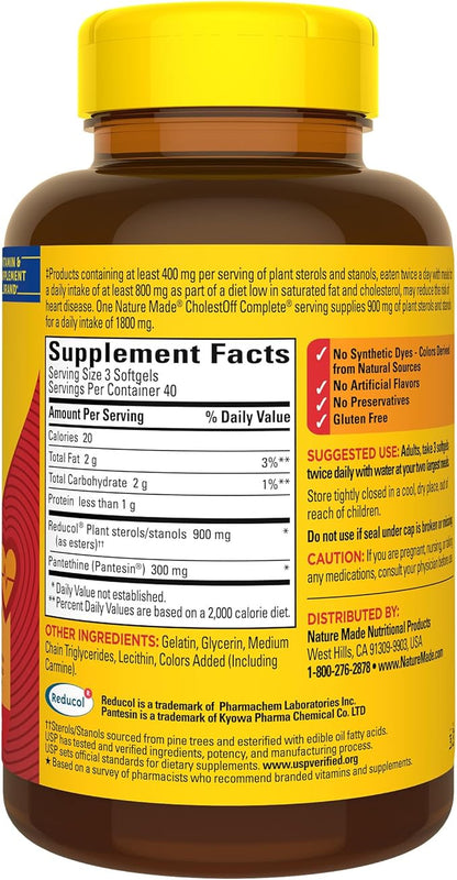 Nature Made CholestOff Complete, Dietary Supplement 120 Softgels, 20 Day