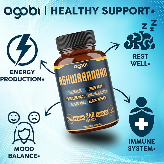 240 Capsules - 8 Month Supply 7in1 Ashwagandha 8050mg -